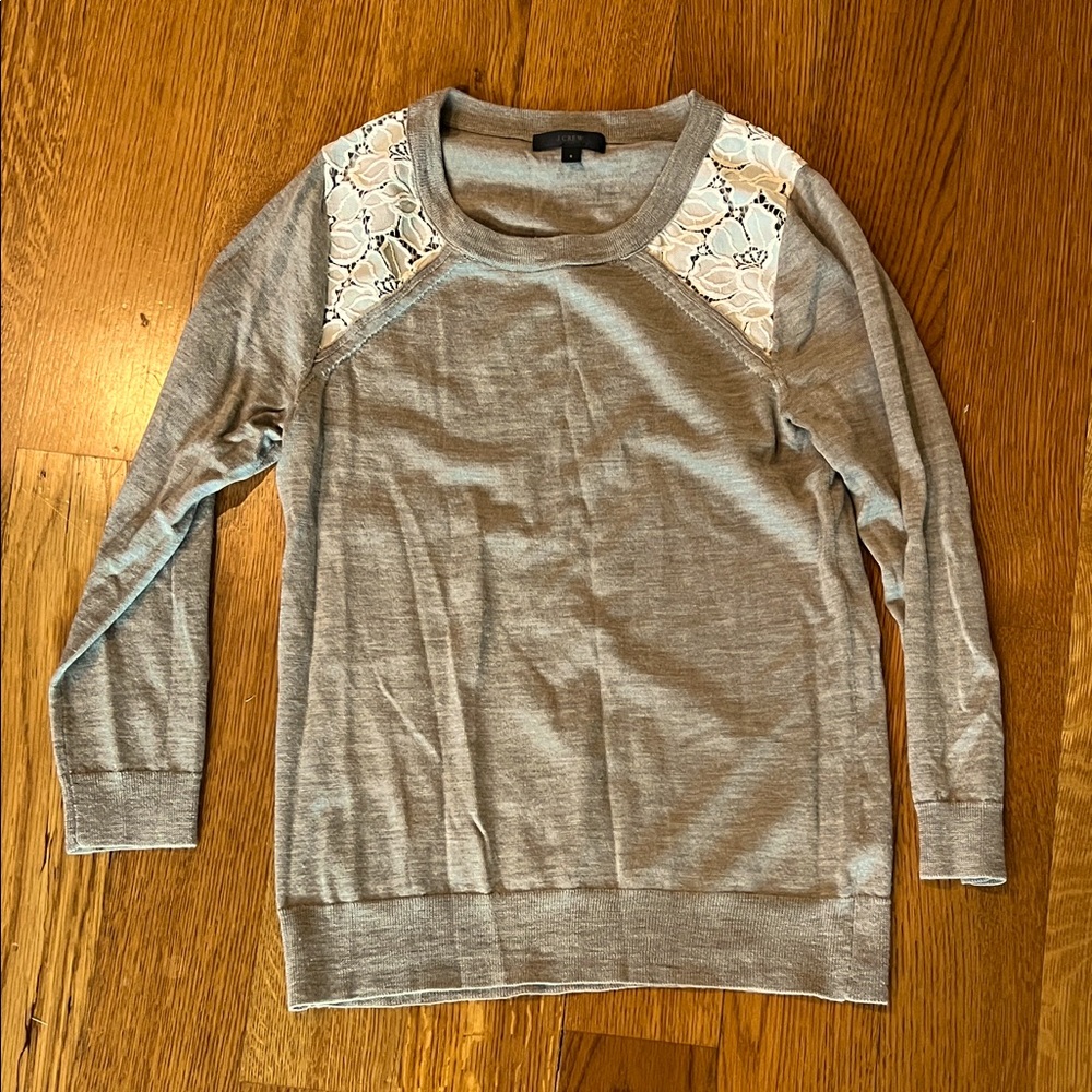 Jcrew rare beige Sweater with Lace Accents Sz small